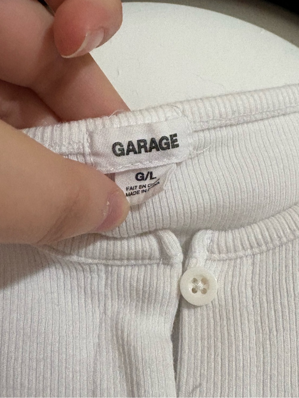 Garage White Ribbed Button-Front Tank Top - Picture 2 of 4